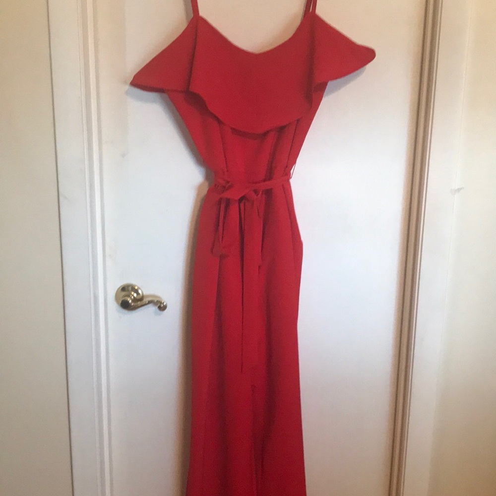Red Jumpsuit with zipper.